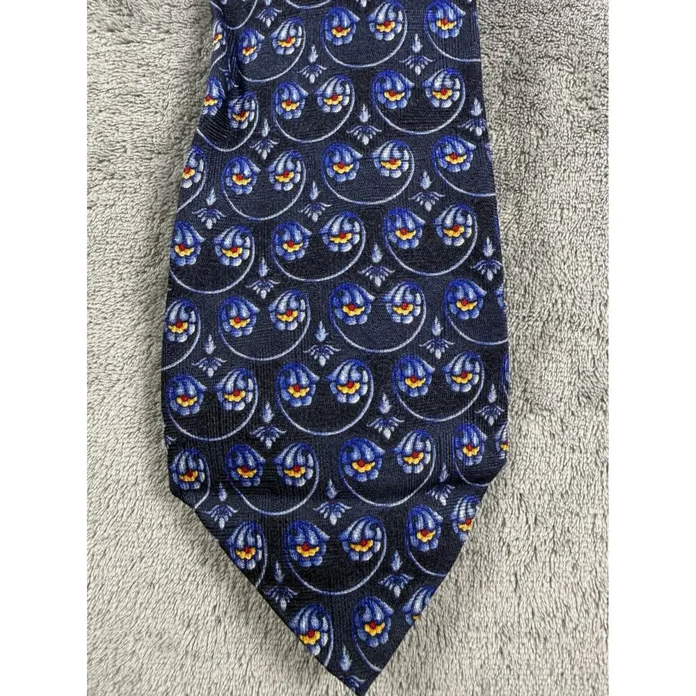 Collection XXI by Richel Mens Silk Necktie Navy Blue Scroll Floral Medallion Tie
